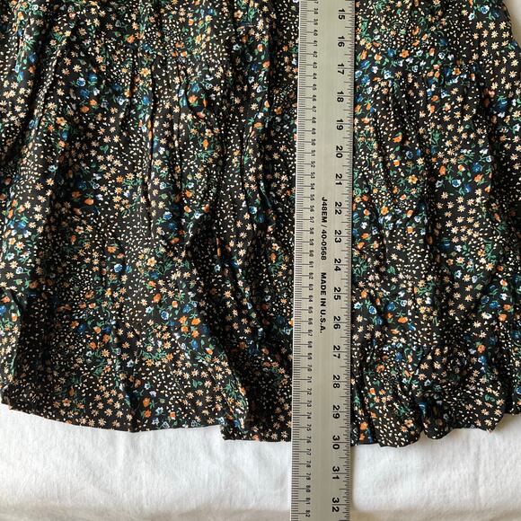 Wild Fable Women Mini Dress size M Off Shoulder Fluffy Soft Sleeve Floral Black - Picture 5 of 9